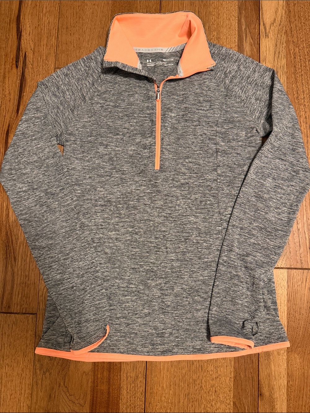 Under Armour HeatGear Threadborne Quarter Zip Pullover Small Gray Coral